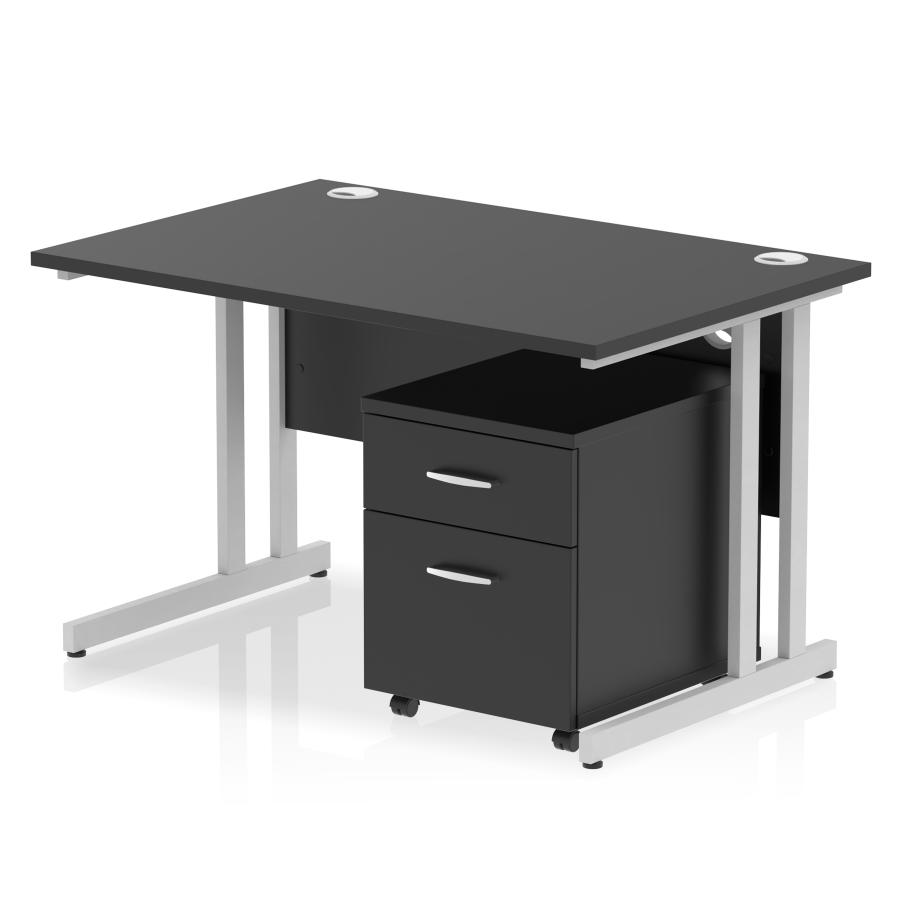 Rayleigh Straight Desk With 2 Draw Mobile Pedestal